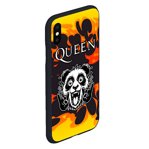 Чехол iPhone XS Max матовый Queen рок панда и огонь / 3D-Черный – фото 2