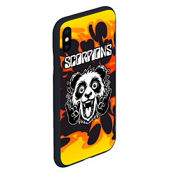 Чехол iPhone XS Max матовый Scorpions рок панда и огонь, цвет: 3D-черный — фото 2