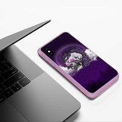 Чехол iPhone XS Max матовый Огненный череп на фоне луны, цвет: 3D-сиреневый — фото 2