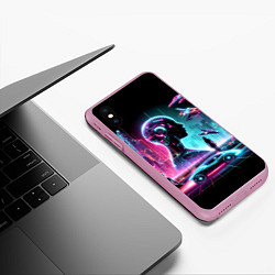Чехол iPhone XS Max матовый Футуристический коллаж - нейросеть, цвет: 3D-розовый — фото 2