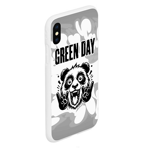 Чехол iPhone XS Max матовый Green Day рок панда на светлом фоне / 3D-Белый – фото 2