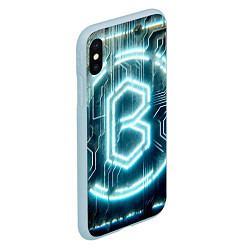 Чехол iPhone XS Max матовый Неоновая вывеска - свечение, цвет: 3D-голубой — фото 2