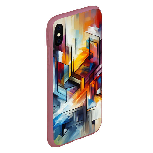 Чехол iPhone XS Max матовый Абстрактные фигуры / 3D-Малиновый – фото 2