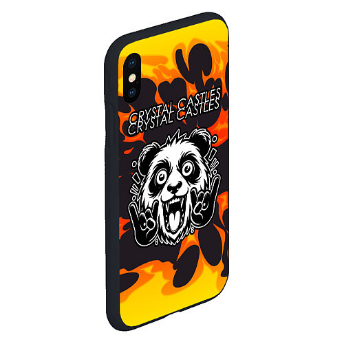 Чехол iPhone XS Max матовый Crystal Castles рок панда и огонь / 3D-Черный – фото 2