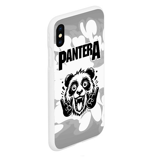 Чехол iPhone XS Max матовый Pantera рок панда на светлом фоне / 3D-Белый – фото 2