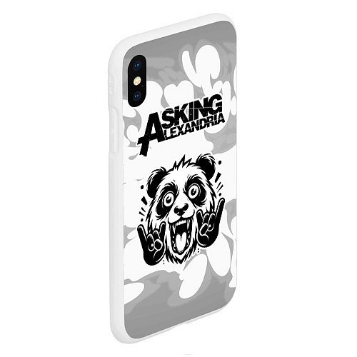 Чехол iPhone XS Max матовый Asking Alexandria рок панда на светлом фоне / 3D-Белый – фото 2