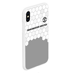 Чехол iPhone XS Max матовый Manchester United sport на светлом фоне посередине, цвет: 3D-белый — фото 2