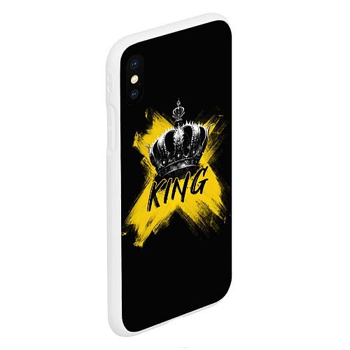 Чехол iPhone XS Max матовый Корона Кинга / 3D-Белый – фото 2
