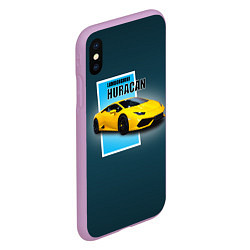 Чехол iPhone XS Max матовый Спортивная итальянская машина Lamborghini Huracan, цвет: 3D-сиреневый — фото 2
