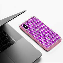 Чехол iPhone XS Max матовый Розово-белый паттерн, цвет: 3D-малиновый — фото 2