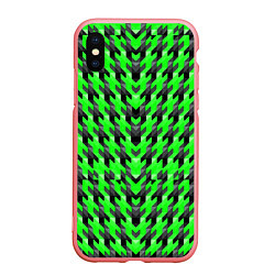 Чехол iPhone XS Max матовый Чёрно-зелёный паттерн, цвет: 3D-баблгам