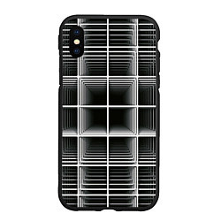 Чехол iPhone XS Max матовый Кубический каркас, цвет: 3D-черный