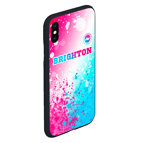 Чехол iPhone XS Max матовый Brighton neon gradient style посередине / 3D-Черный – фото 2