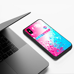 Чехол iPhone XS Max матовый Brighton neon gradient style посередине, цвет: 3D-черный — фото 2