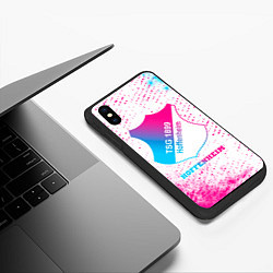 Чехол iPhone XS Max матовый Hoffenheim neon gradient style, цвет: 3D-черный — фото 2