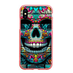 Чехол iPhone XS Max матовый Cool skull - graffiti ai art, цвет: 3D-баблгам
