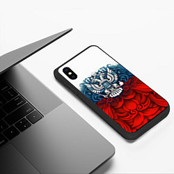 Чехол iPhone XS Max матовый Триколор и герб Росссия, цвет: 3D-черный — фото 2