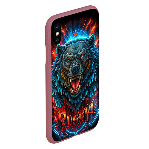 Чехол iPhone XS Max матовый Russia bear / 3D-Малиновый – фото 2