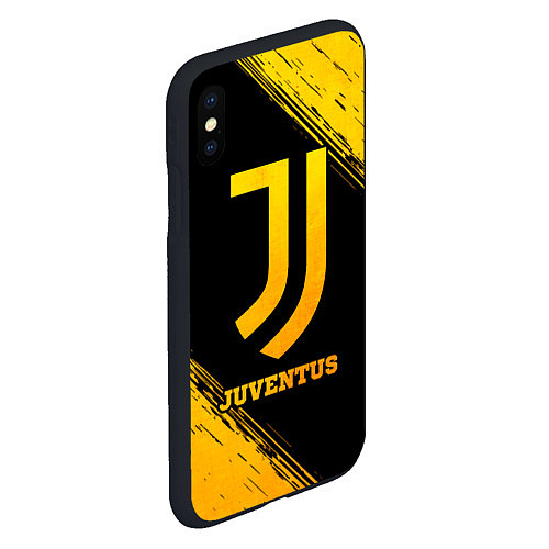 Чехол iPhone XS Max матовый Juventus - gold gradient / 3D-Черный – фото 2
