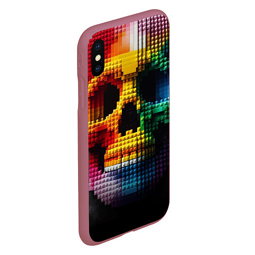 Чехол iPhone XS Max матовый Lego skull fantasy - ai art / 3D-Малиновый – фото 2