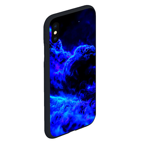 Чехол iPhone XS Max матовый Синий густой дым - inferno blue / 3D-Черный – фото 2