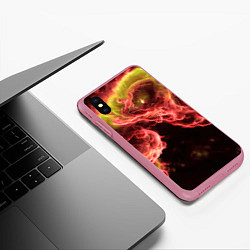 Чехол iPhone XS Max матовый Адское пламя инферно - inferno flame, цвет: 3D-малиновый — фото 2