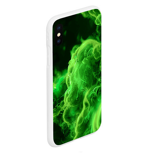 Чехол iPhone XS Max матовый Зелёный густой дым - inferno green / 3D-Белый – фото 2
