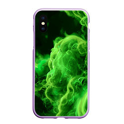 Чехол iPhone XS Max матовый Зелёный густой дым - inferno green, цвет: 3D-сиреневый