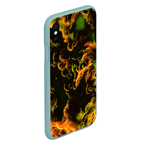 Чехол iPhone XS Max матовый Жёлтое огненное пламя инферно - inferno yellow / 3D-Мятный – фото 2