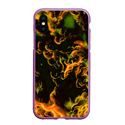 Чехол iPhone XS Max матовый Жёлтое огненное пламя инферно - inferno yellow, цвет: 3D-фиолетовый