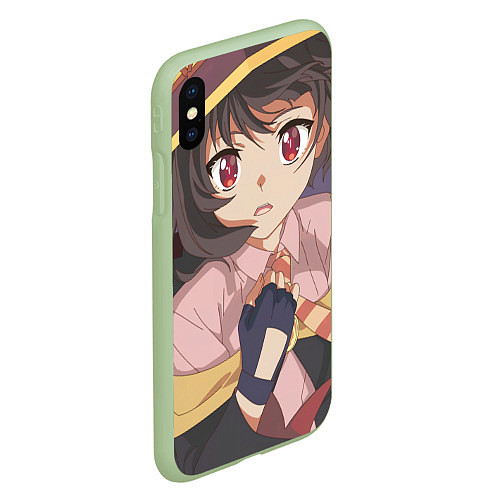 Чехол iPhone XS Max матовый Konosuba Мэгумин cute / 3D-Салатовый – фото 2