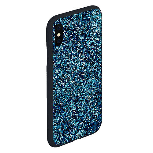 Чехол iPhone XS Max матовый Синий пёстрый текстурированный / 3D-Черный – фото 2