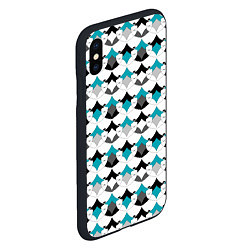 Чехол iPhone XS Max матовый Разноцветный черный голубой с белым геометрический, цвет: 3D-черный — фото 2