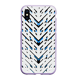 Чехол iPhone XS Max матовый Black and blue stripes on a white background, цвет: 3D-светло-сиреневый