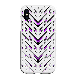 Чехол iPhone XS Max матовый Black and purple stripes on a white background, цвет: 3D-белый