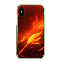 Чехол iPhone XS Max матовый Яркие языки пламени, цвет: 3D-салатовый