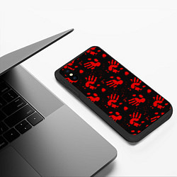 Чехол iPhone XS Max матовый Blood hands паттерн, цвет: 3D-черный — фото 2