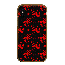 Чехол iPhone XS Max матовый Blood hands паттерн, цвет: 3D-коричневый