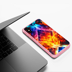 Чехол iPhone XS Max матовый Красочный неоновый узор с огнем на фоне, цвет: 3D-баблгам — фото 2