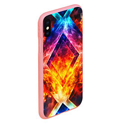 Чехол iPhone XS Max матовый Красочный неоновый узор с огнем на фоне, цвет: 3D-баблгам — фото 2