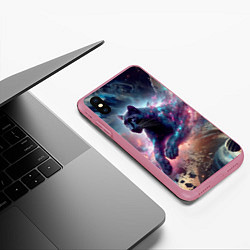 Чехол iPhone XS Max матовый Космическая пантера - нейросеть, цвет: 3D-малиновый — фото 2