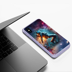 Чехол iPhone XS Max матовый Космонавт в открытом космосе - нейросеть, цвет: 3D-светло-сиреневый — фото 2