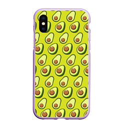 Чехол iPhone XS Max матовый Паттерн с половинкой авокадо, цвет: 3D-сиреневый