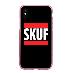 Чехол iPhone XS Max матовый Skuf красные линии, цвет: 3D-розовый