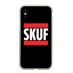 Чехол iPhone XS Max матовый Skuf красные линии, цвет: 3D-салатовый