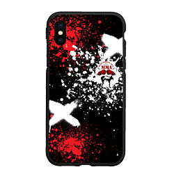 Чехол iPhone XS Max матовый ММА на фоне брызг красок, цвет: 3D-черный