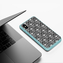 Чехол iPhone XS Max матовый Skull patterns, цвет: 3D-мятный — фото 2