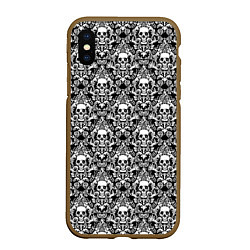 Чехол iPhone XS Max матовый Skull patterns, цвет: 3D-коричневый