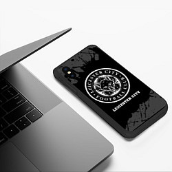 Чехол iPhone XS Max матовый Leicester City sport на темном фоне, цвет: 3D-черный — фото 2