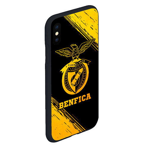 Чехол iPhone XS Max матовый Benfica - gold gradient / 3D-Черный – фото 2